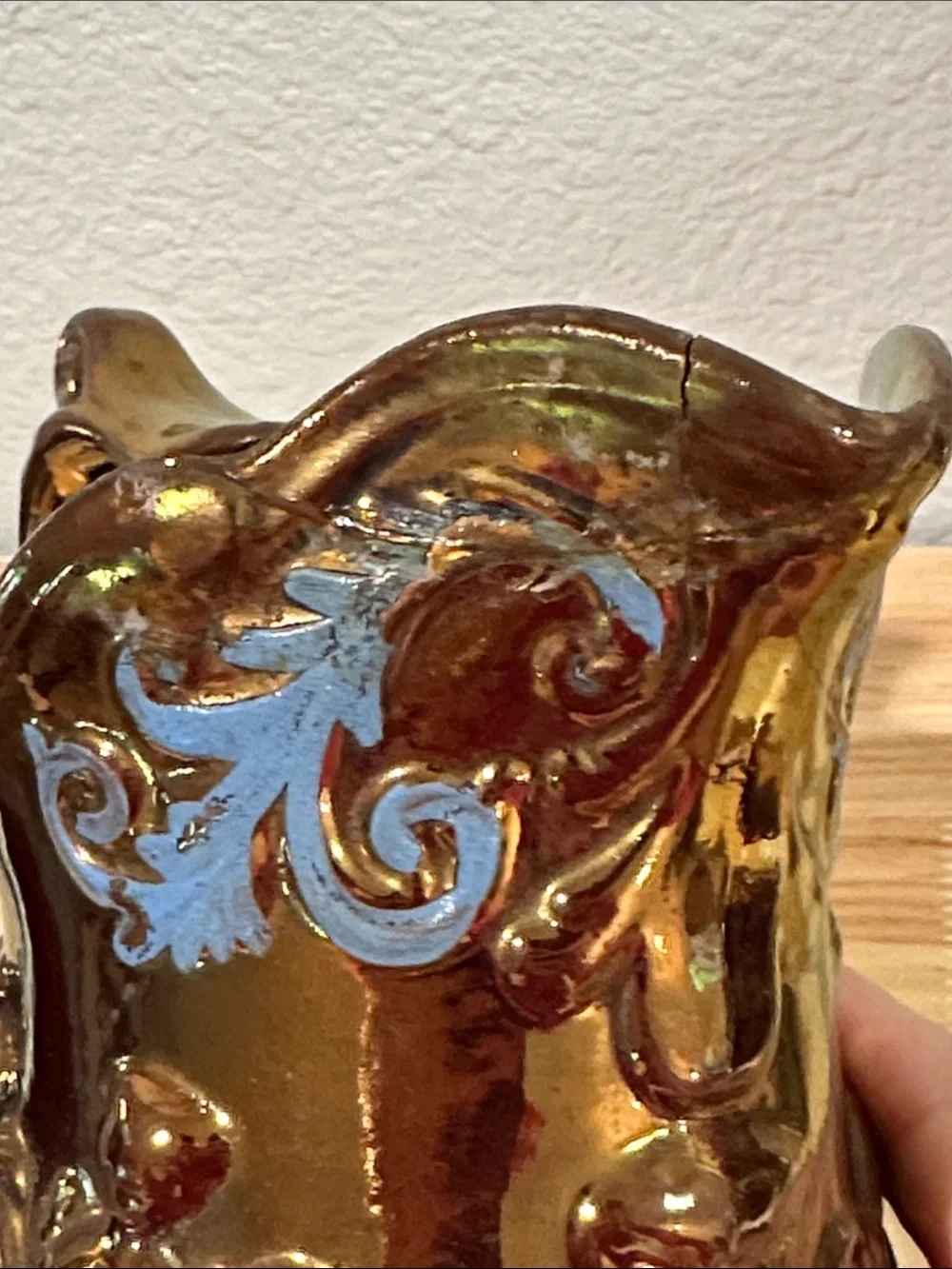 Vintage Staffordshire Style Copper Lustre Dancing Girls Creamer Pitcher - As Is